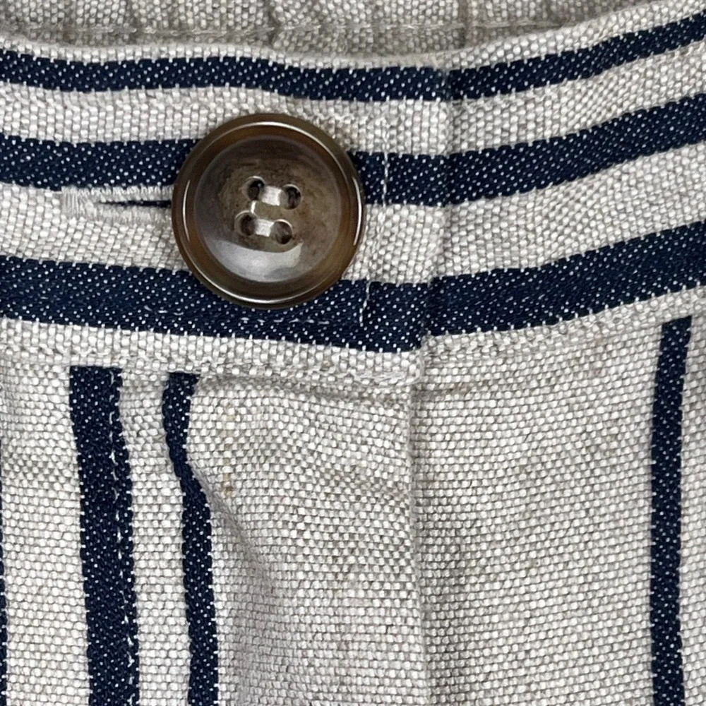 Soft Surroundings‎ Striped Linen Blend Pants Womens 1X Beige Navy Blue Coastal